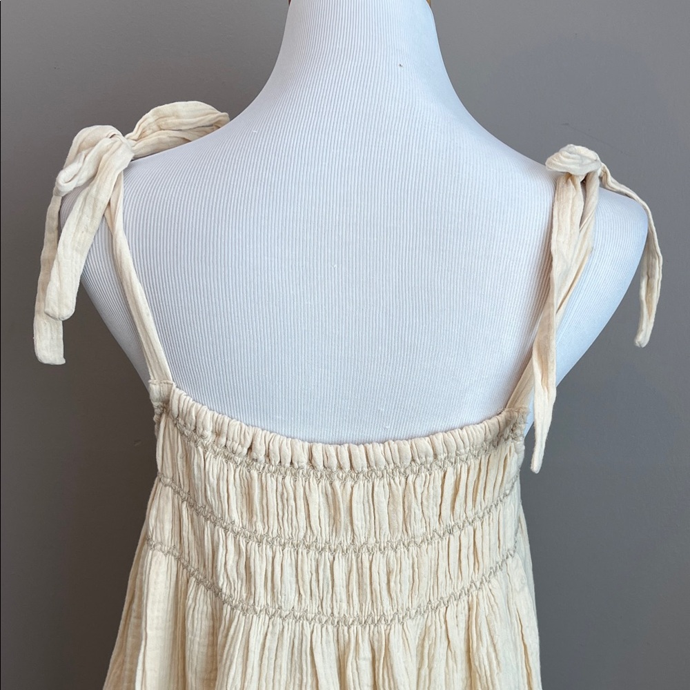 Women's Cream Maxi Sundress with Smocked Bodice - Picture 7 of 9